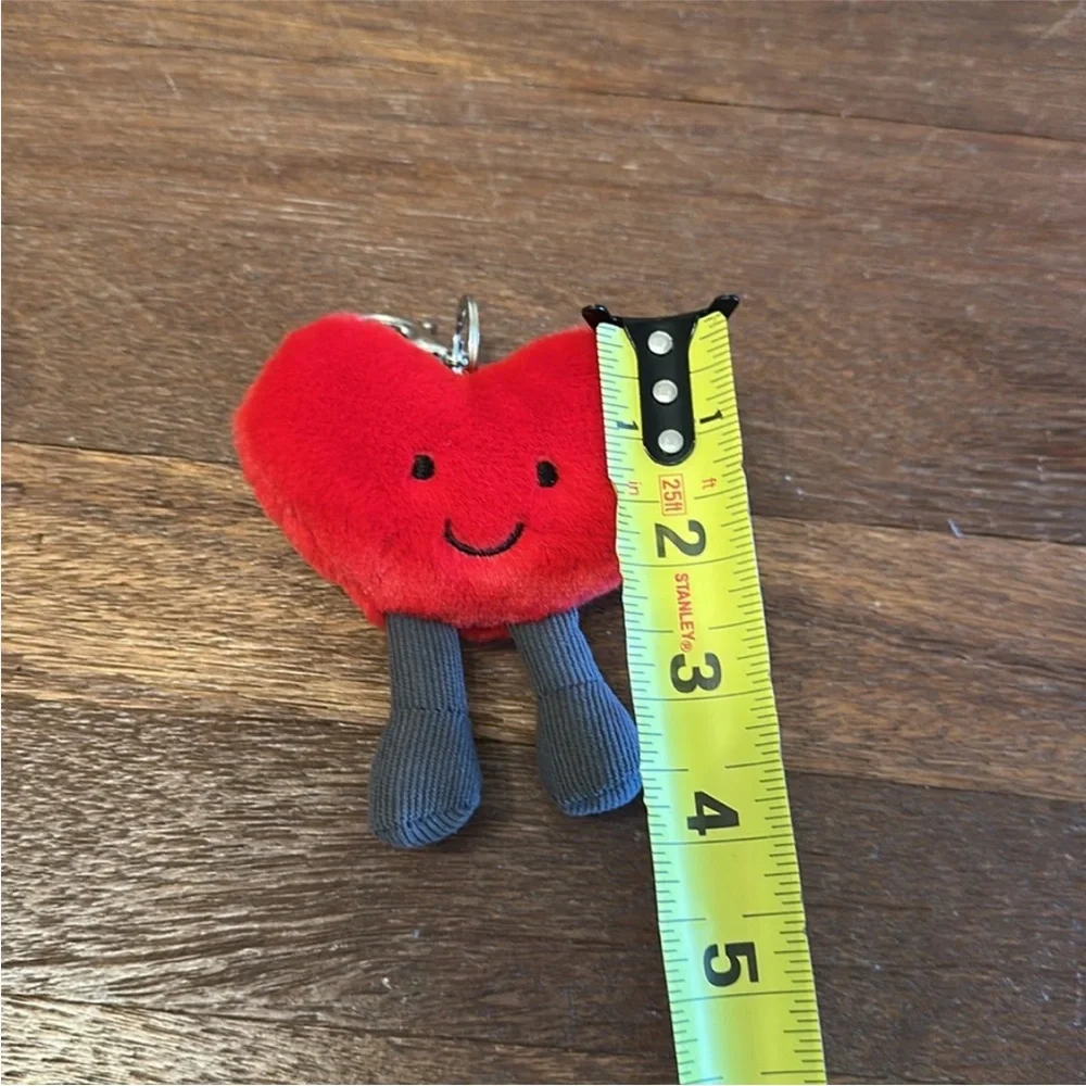 Red Heart Plush Keychain Cute Kawaii Bag Charm Soft Stuffed Pendant Gift